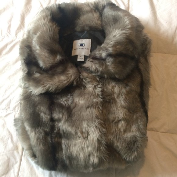 Faux Fur Vest BANDOLINO Size M Sleeveless Gray - Picture 10 of 14
